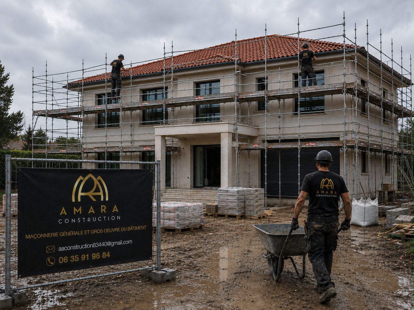 Chantier de gros œuvre — fondations et structure en béton armé, AMARA Construction